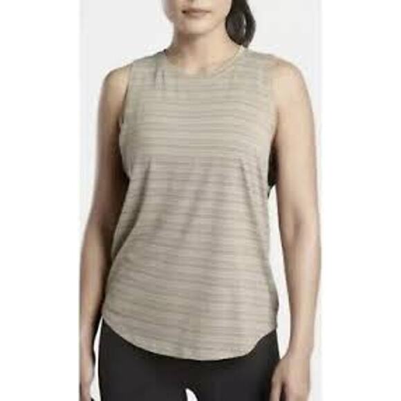 NEW Athleta Cloudlight Striped Muscle Tank Relaxed Olive Plus Size Women 2X - Picture 1 of 11